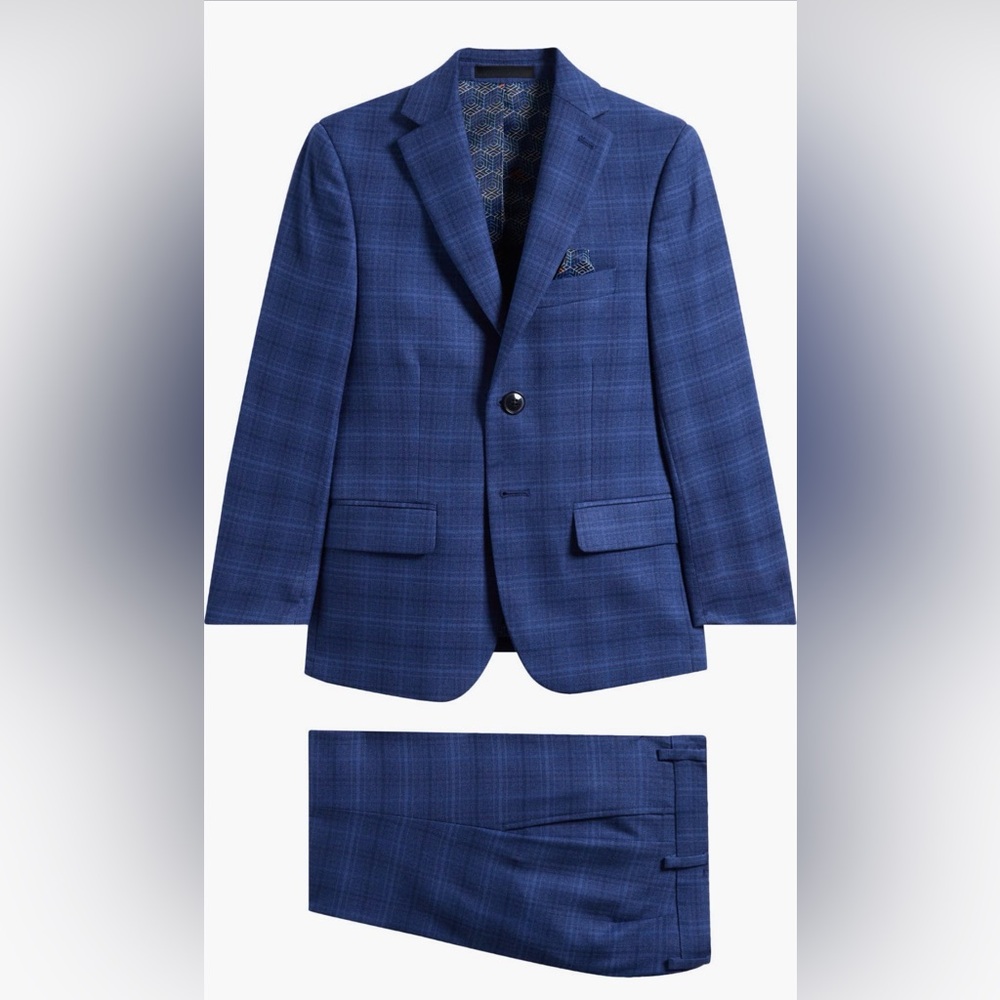 Tallia Kids Navy Plaid Suit, Size 10 (Big Kids) Excellent Condition